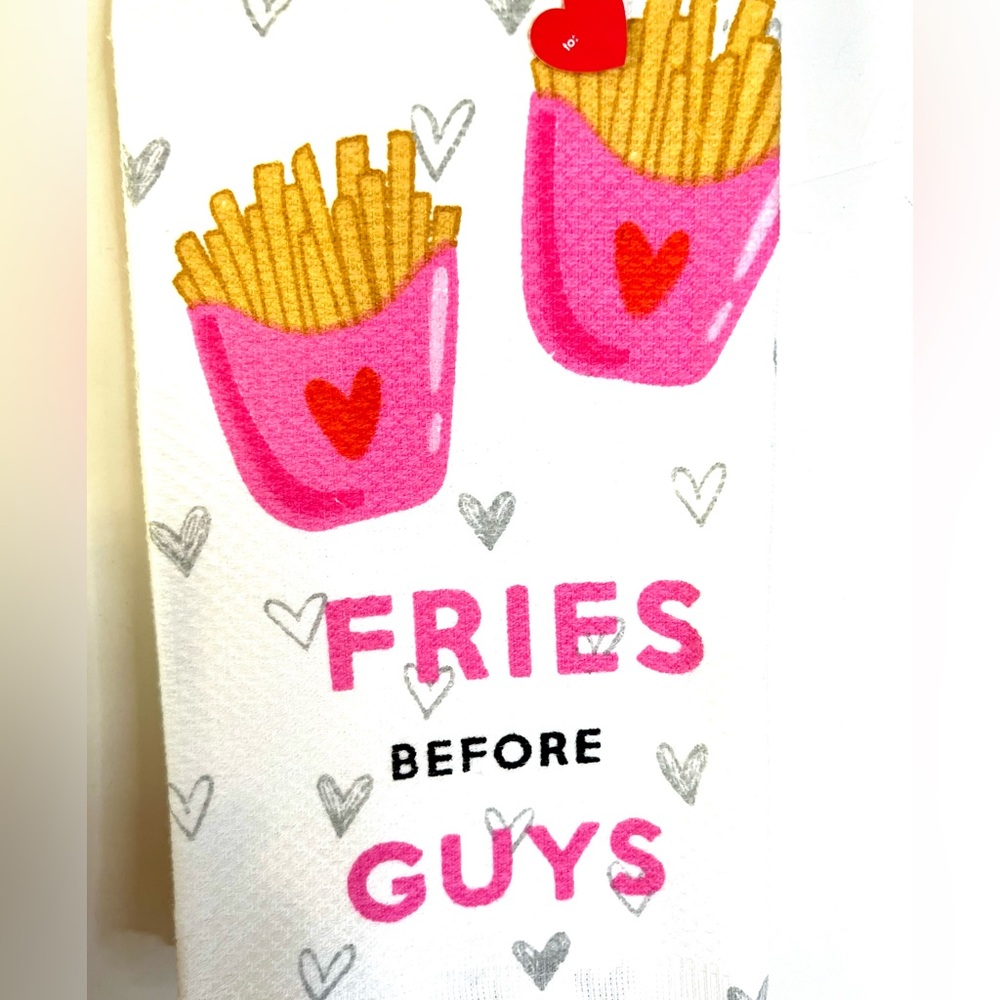 Set of 2 Fries Before Guys Kitchen Towels French Fries Girlfriends Bestie Love.
